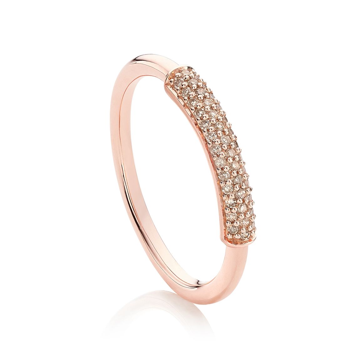 Rose Gold Vermeil Fiji Bar Diamond Stacking Ring - Champagne Diamond main product photo