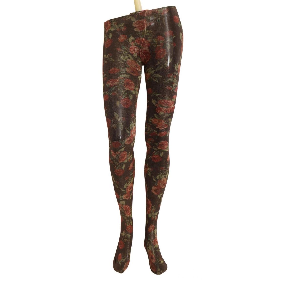 FloralPrint Tights Rose Pattern Wo - Black Pantyhose main product photo