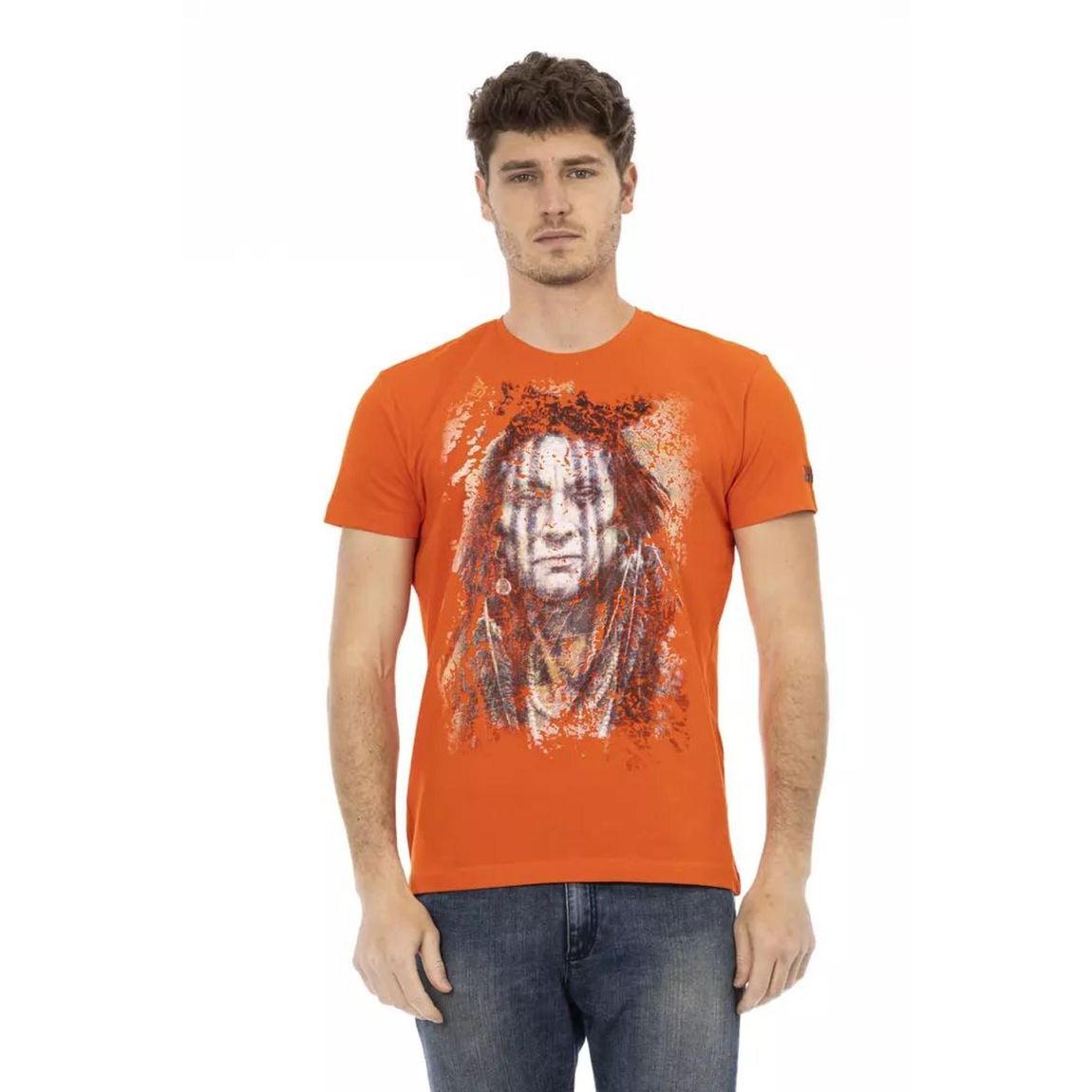 Native American Print Tee Short Sleeve Crew Neck - Orange T-Shirts main product photo