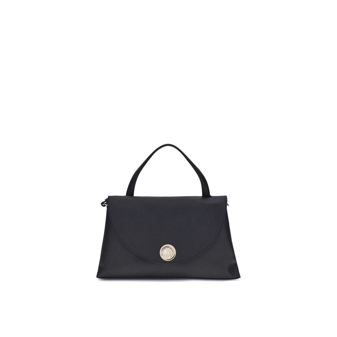 Elegant Medium Shoulder Bag with Twist Lock Closure Wo - Black main product photo