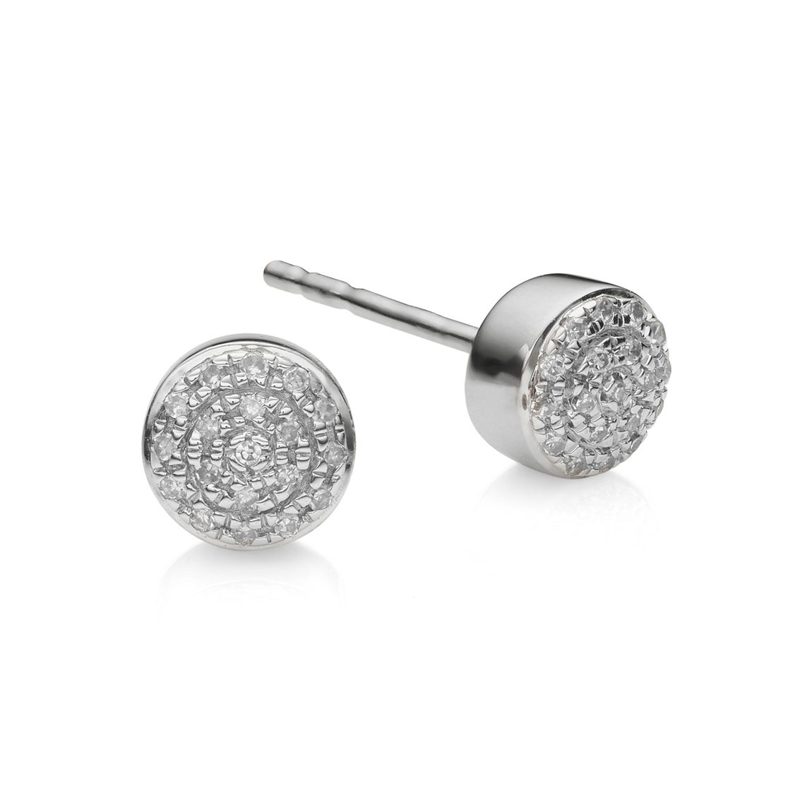 Sterling Silver Fiji Mini Button Stud Earrings - Diamond main product photo