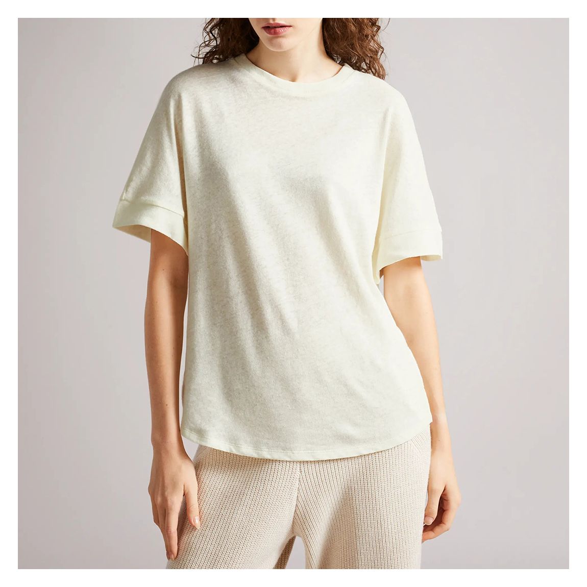 Ivory Kcarina Jersey Linen Blend T Shirt main product photo