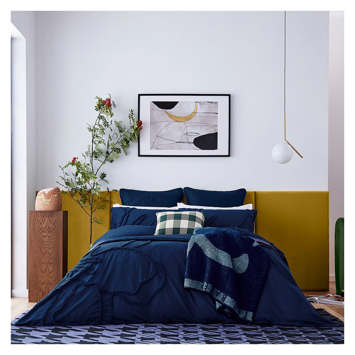 Magnolia Tufted Double Duvet Cover, Navy main product photo