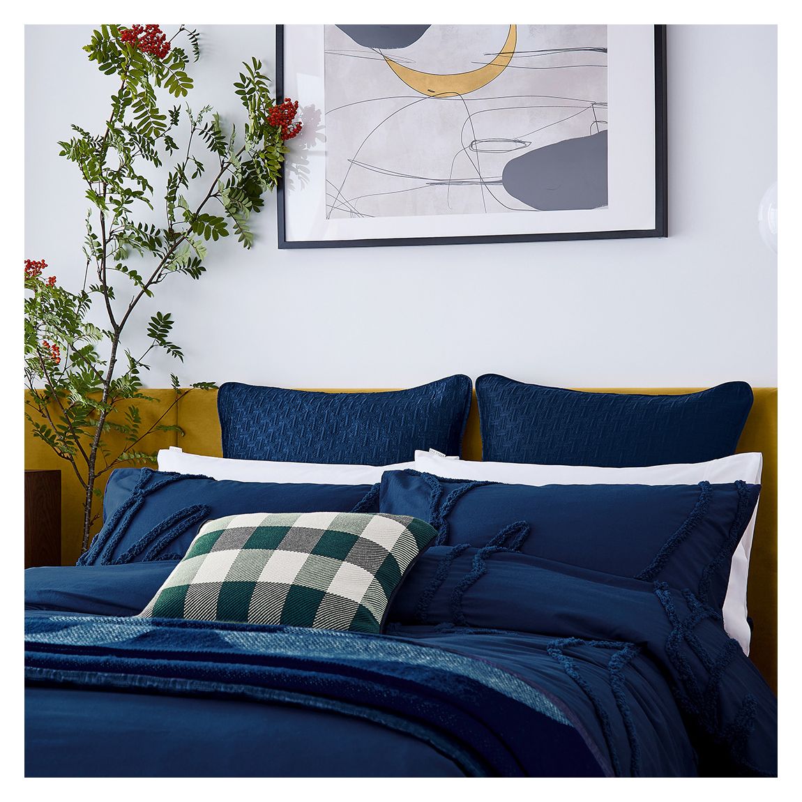 Magnolia Tufted Pillowcase, Navy main product photo