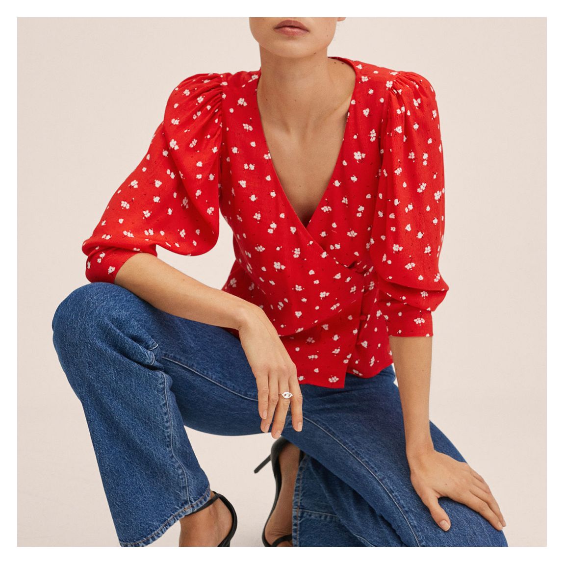 Red Buttoned Wrap Blouse main product photo