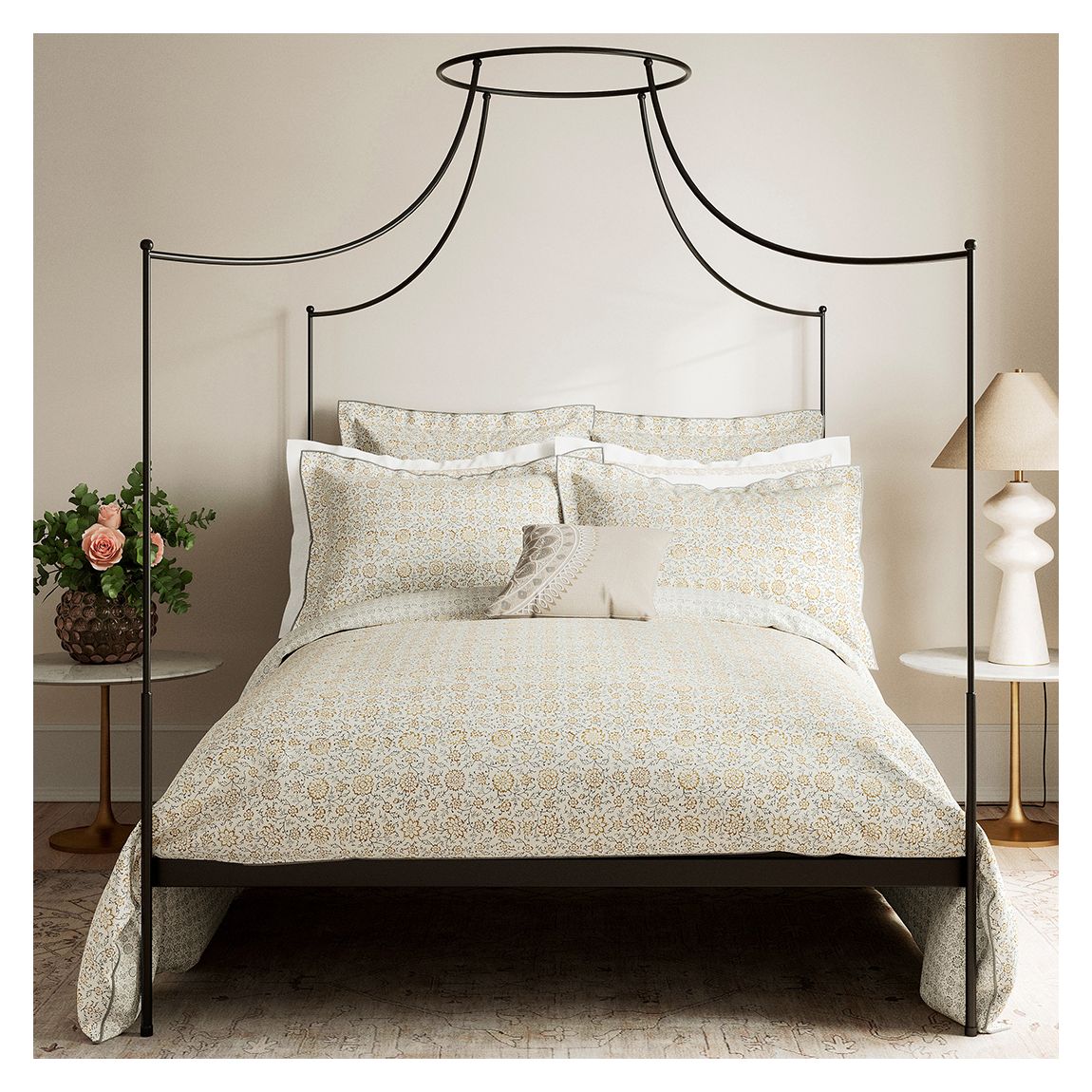Kerala King Duvet Cover, Soft Ivory & Slate main product photo