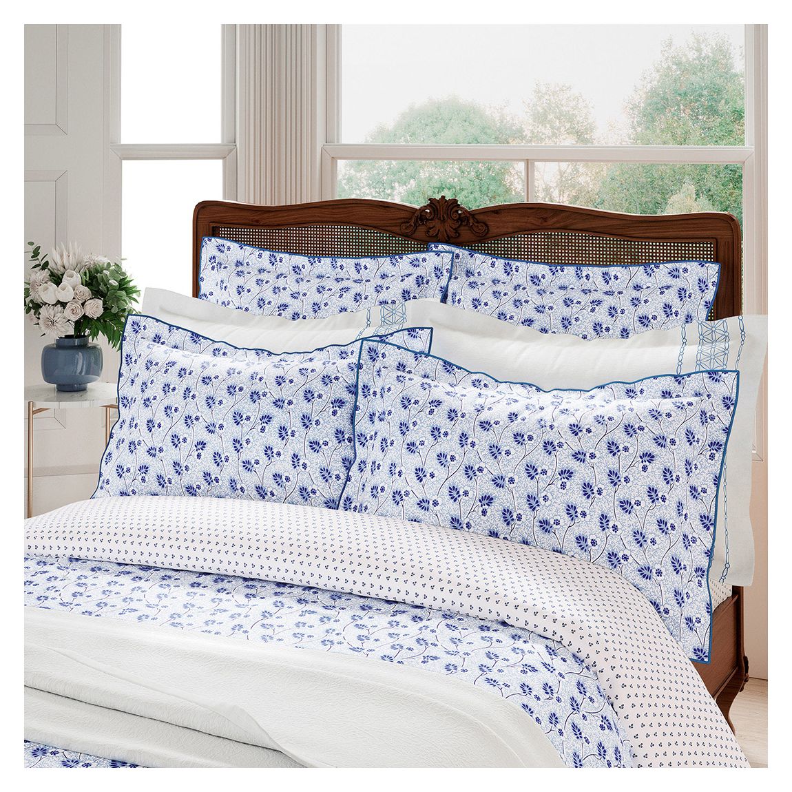 Swanwick Oxford Pillowcase, Indigo Blue & White main product photo