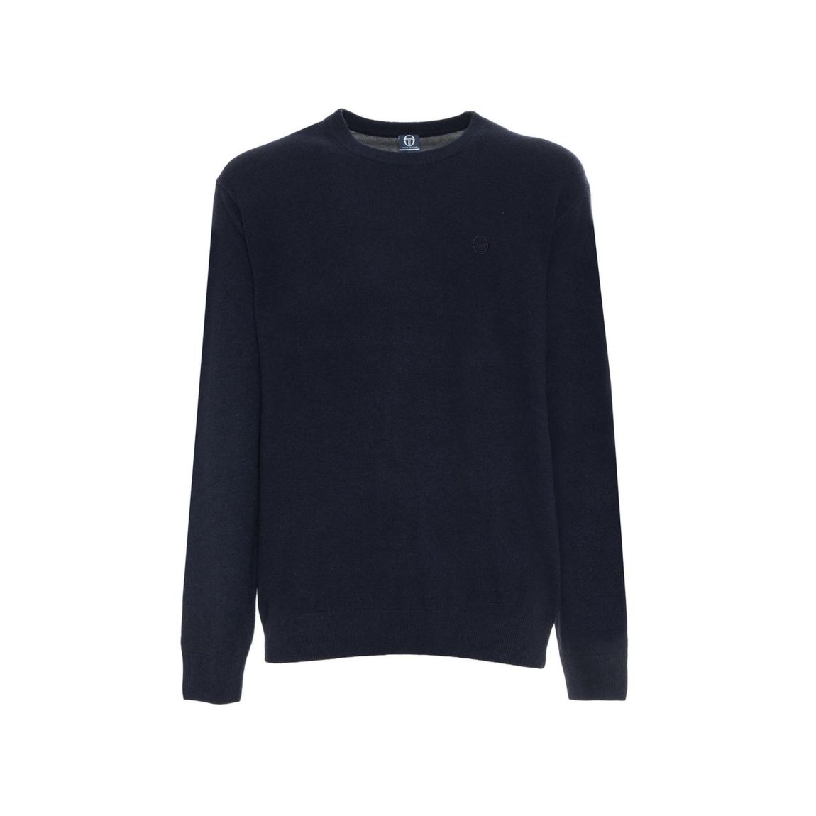 Wool Round Neck Sweater with Visible Logo - Blue main product photo