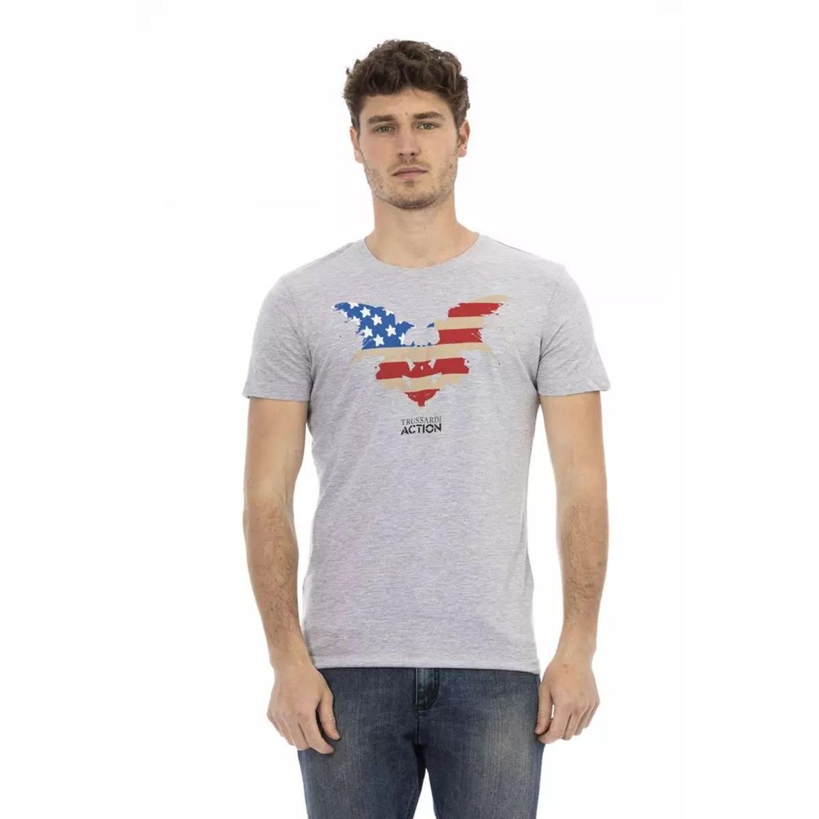 Eagle Graphic Tee American Flag - Gray T-Shirts main product photo