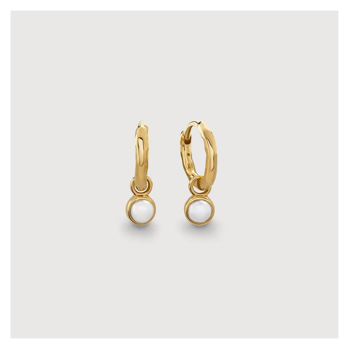 Gold Vermeil Siren Mini Pearl Huggie Earrings - Pearl main product photo