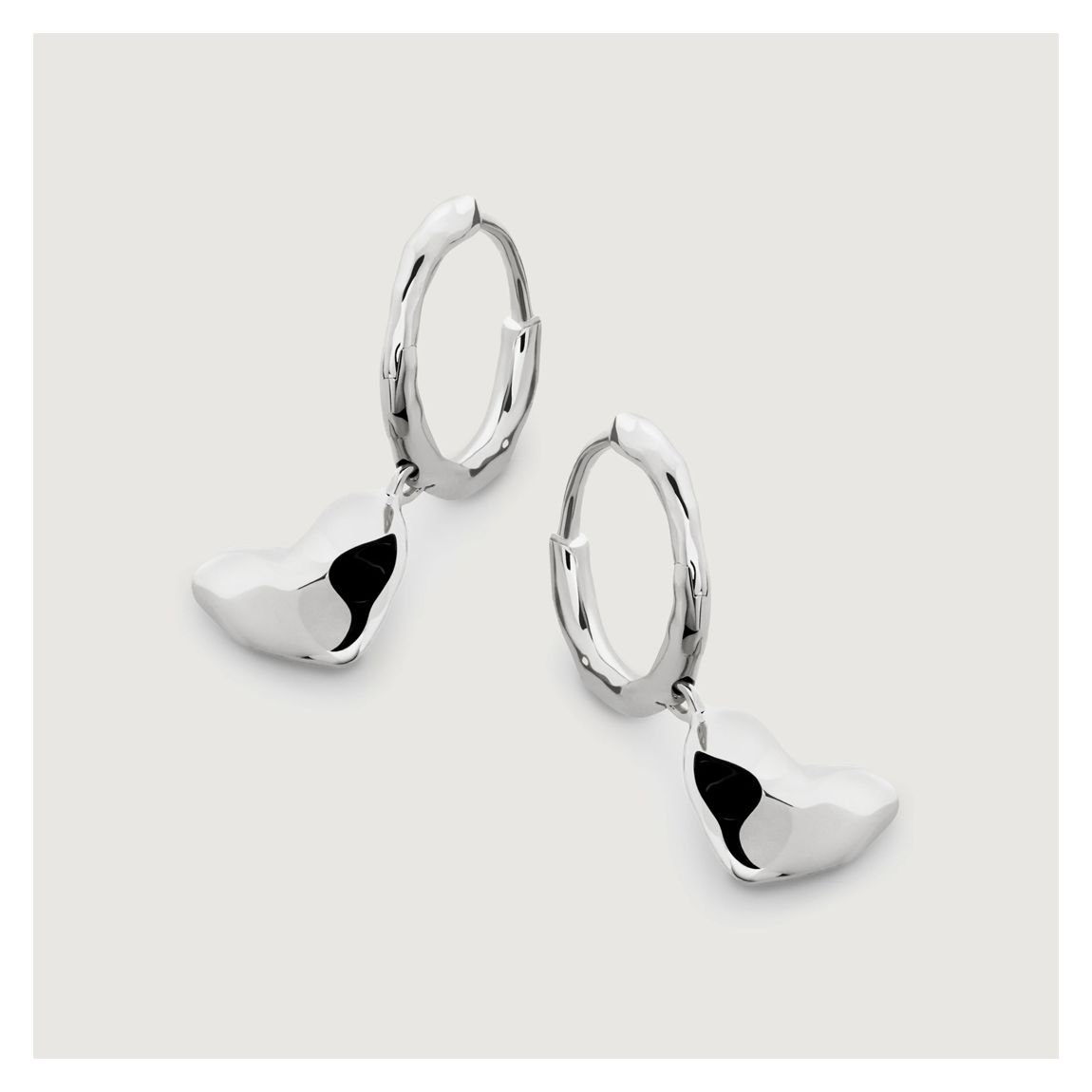 Sterling Silver Heart Drop Huggie Earrings main product photo
