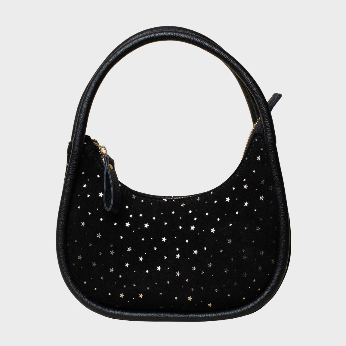 'FESTIVE BAG' Black & Gold Star Sparkle Genuine Leather Shoulder Bag main product photo