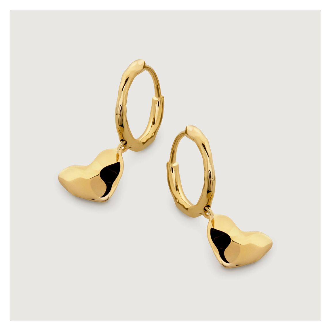 Gold Vermeil Heart Drop Huggie Earrings main product photo