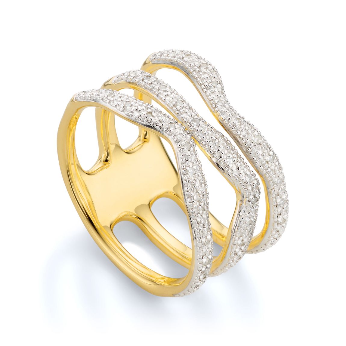 Gold Vermeil Riva Diamond Wave Triple Ring - Diamond main product photo