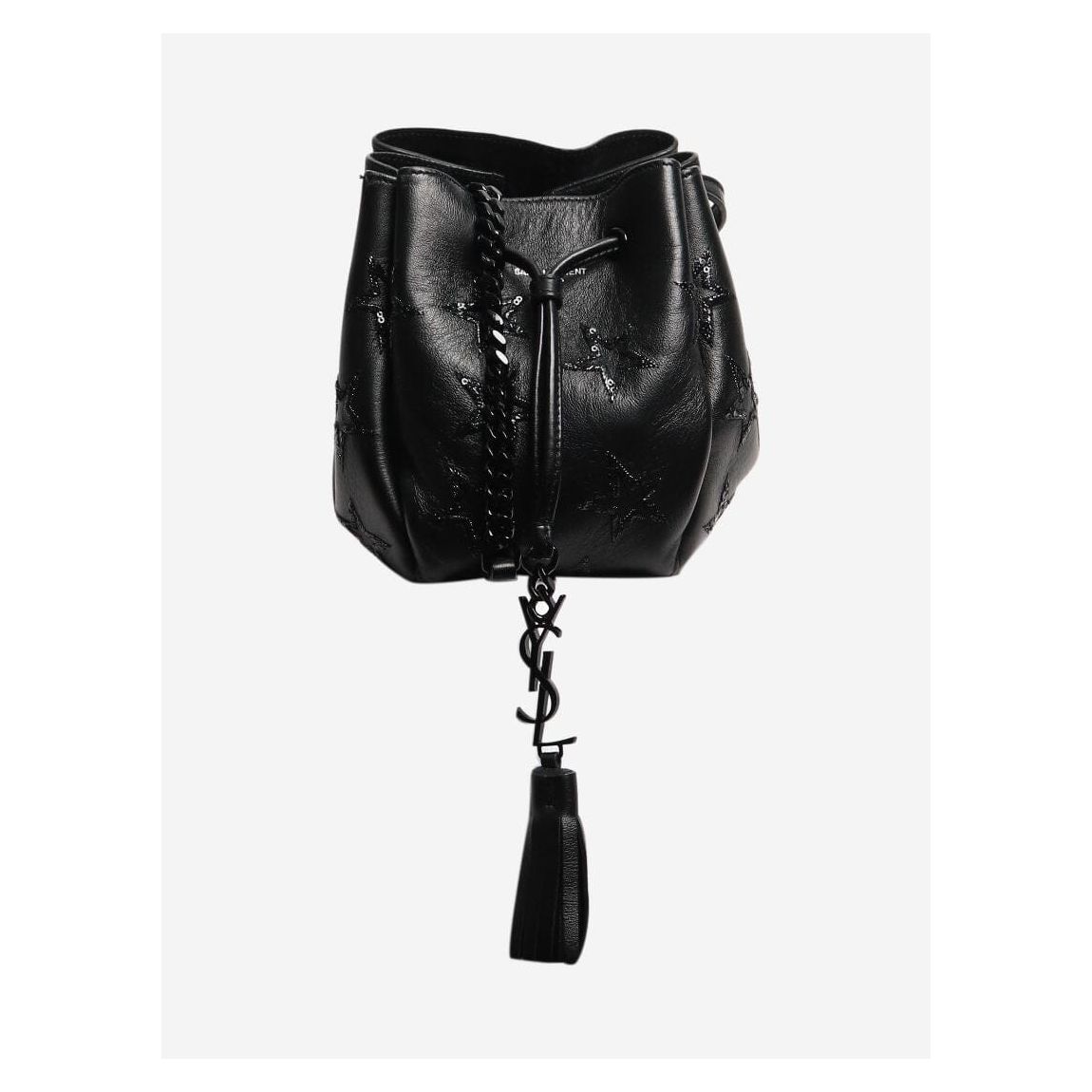 Black leather mini bucket bag main product photo