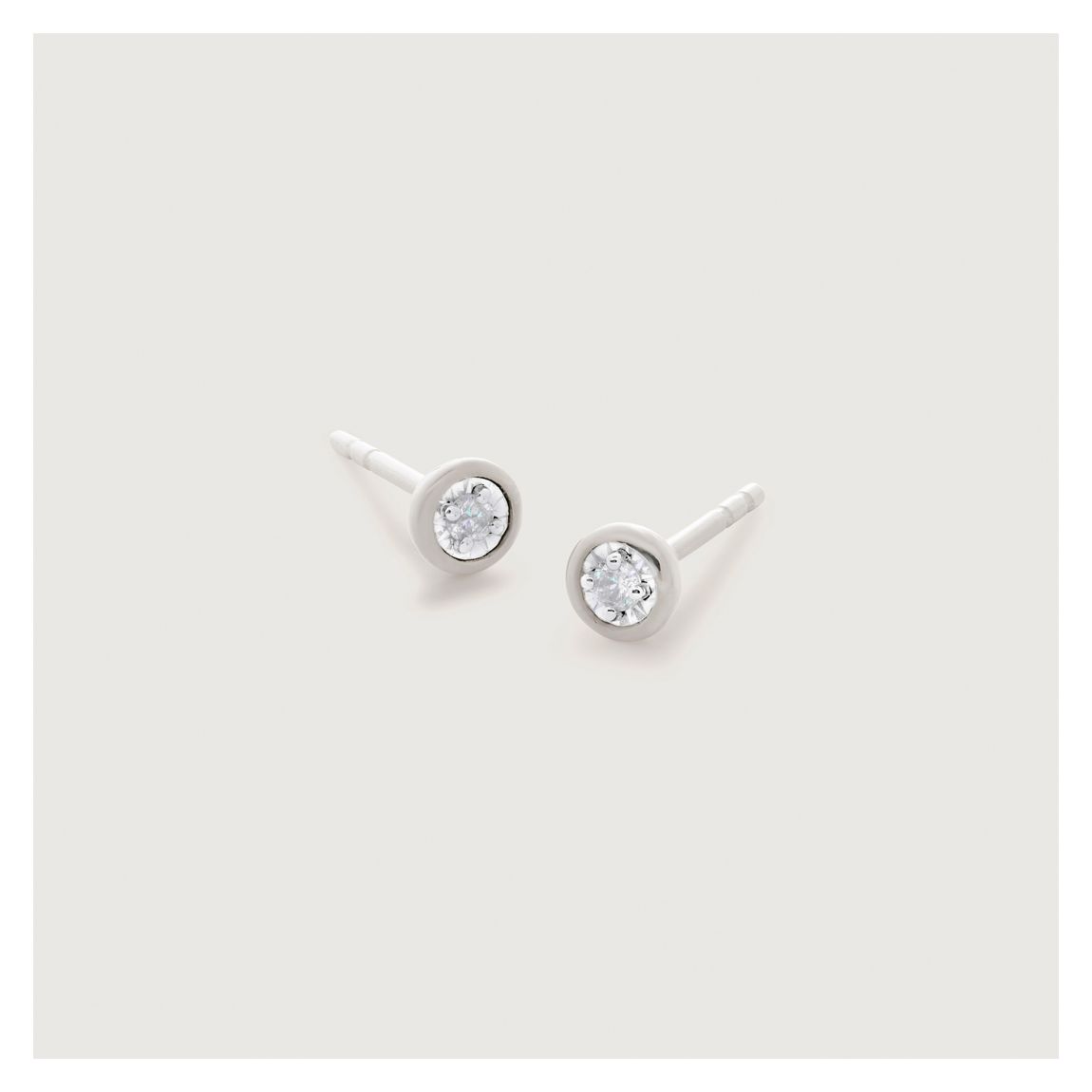 Sterling Silver Solitaire Diamond Small Stud Earrings - Lab Grown Diamond main product photo