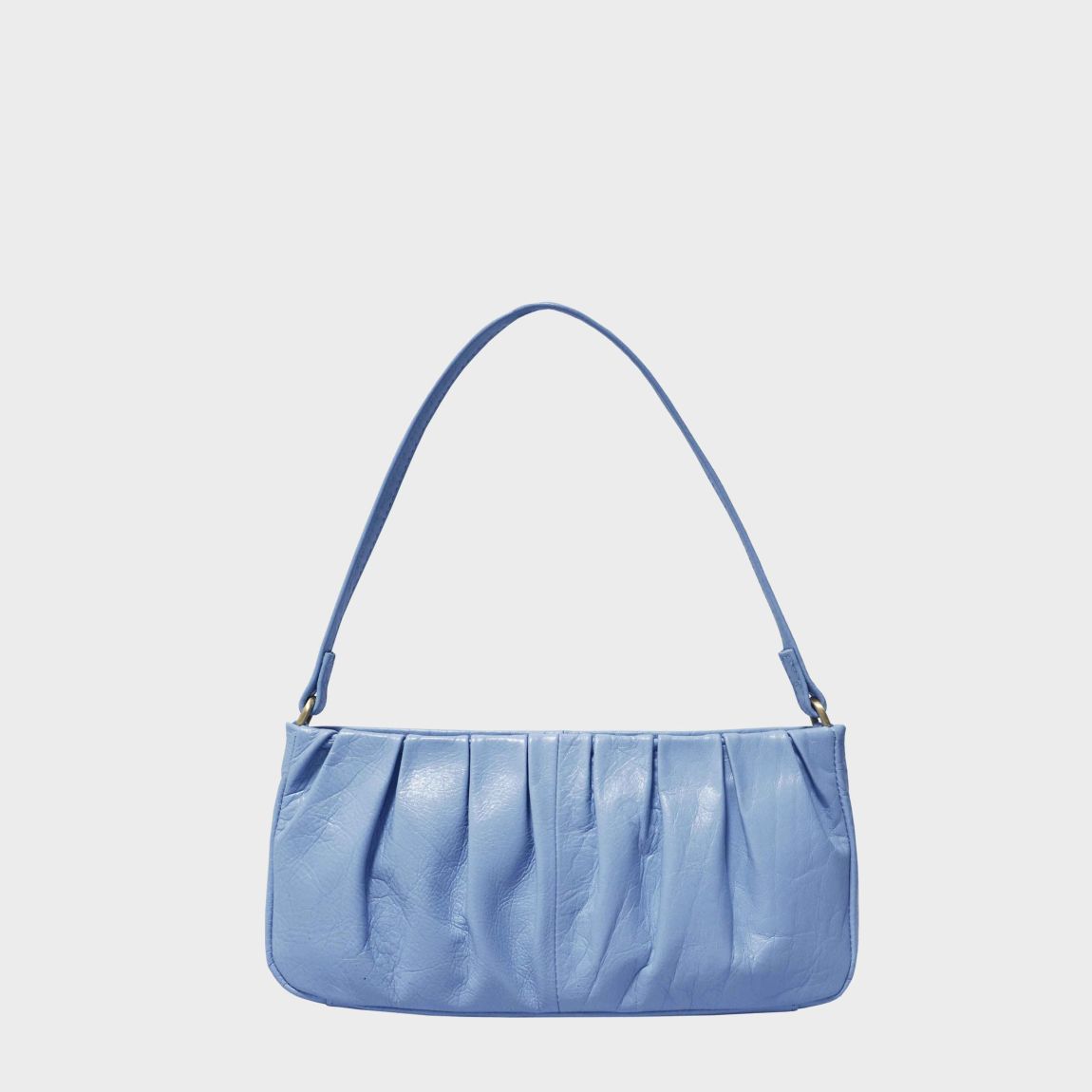IVY' Pleated Real Leather Baguette Shoulder Bag main product photo