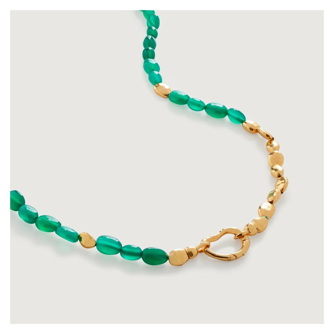 Gold Vermeil Rio Gemstone Beaded Necklace - Green Onyx main product photo