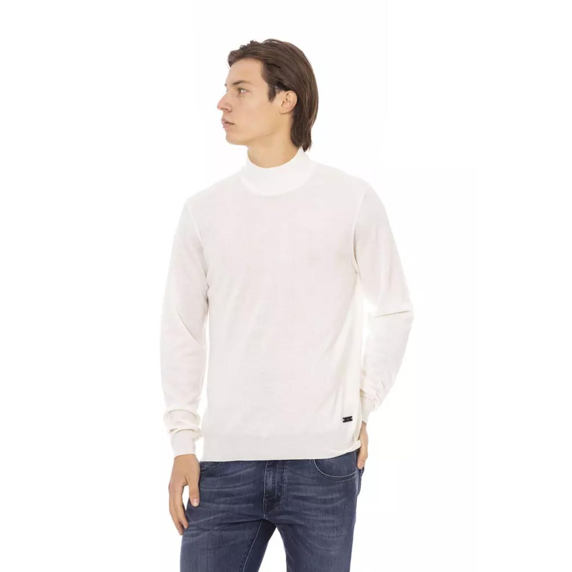 Mock Neck Sweater Long Sleeve - White main product photo