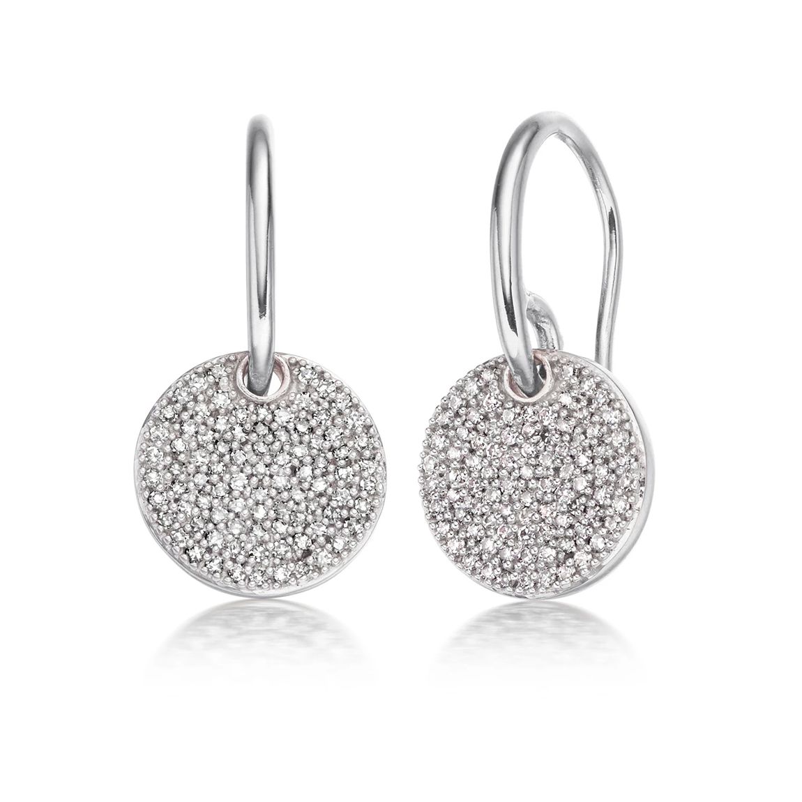 Sterling Silver Ava Disc Drop Earrings - Diamond main product photo