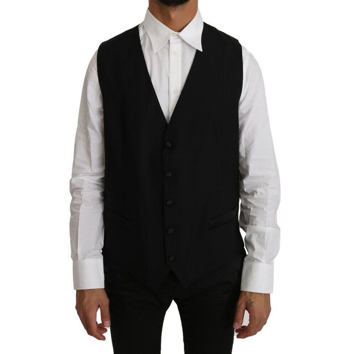 Black Wool Vest VNeck Formal main product photo