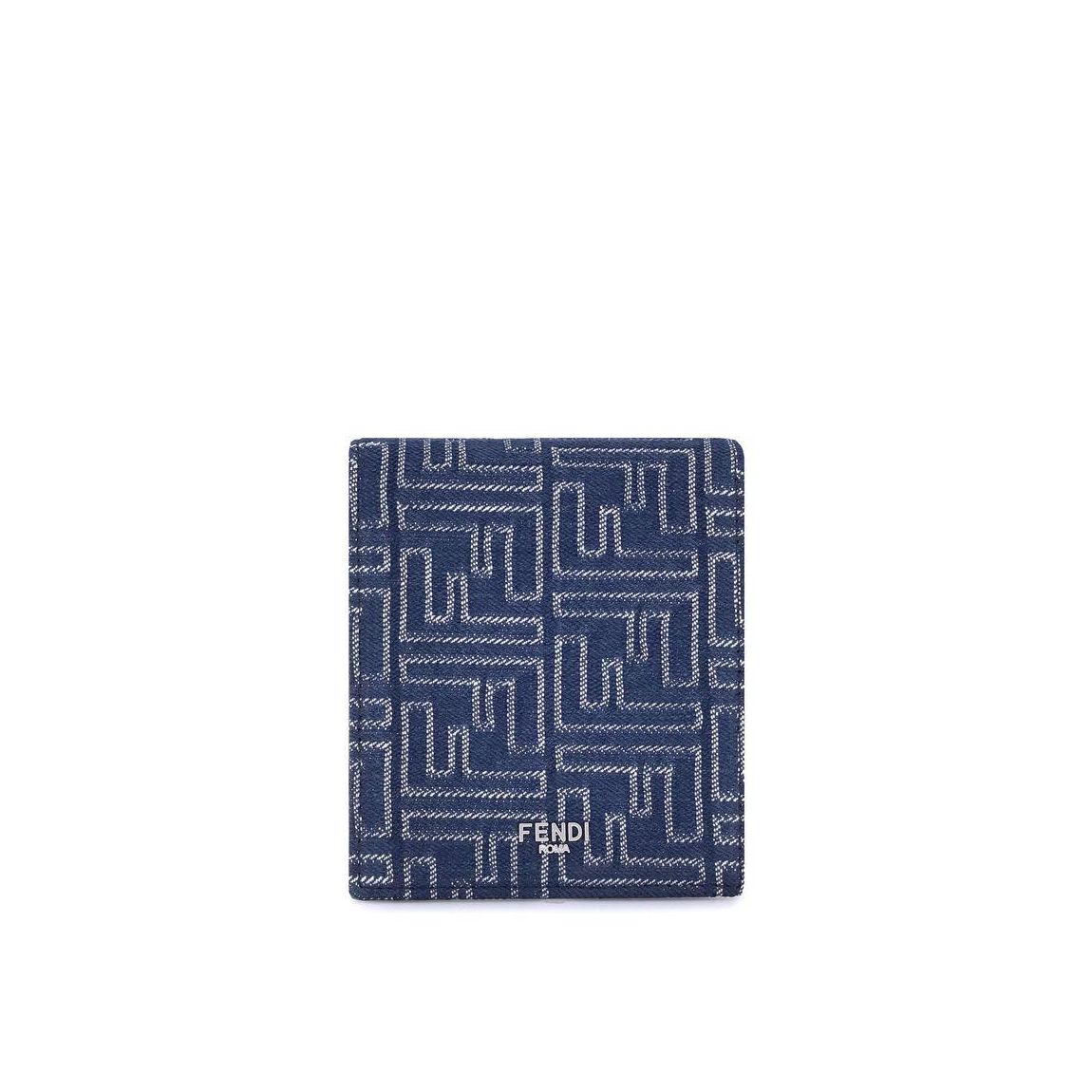 Denim Wallet with Iconic FF Motif and Signature Plaque - Blue main product photo