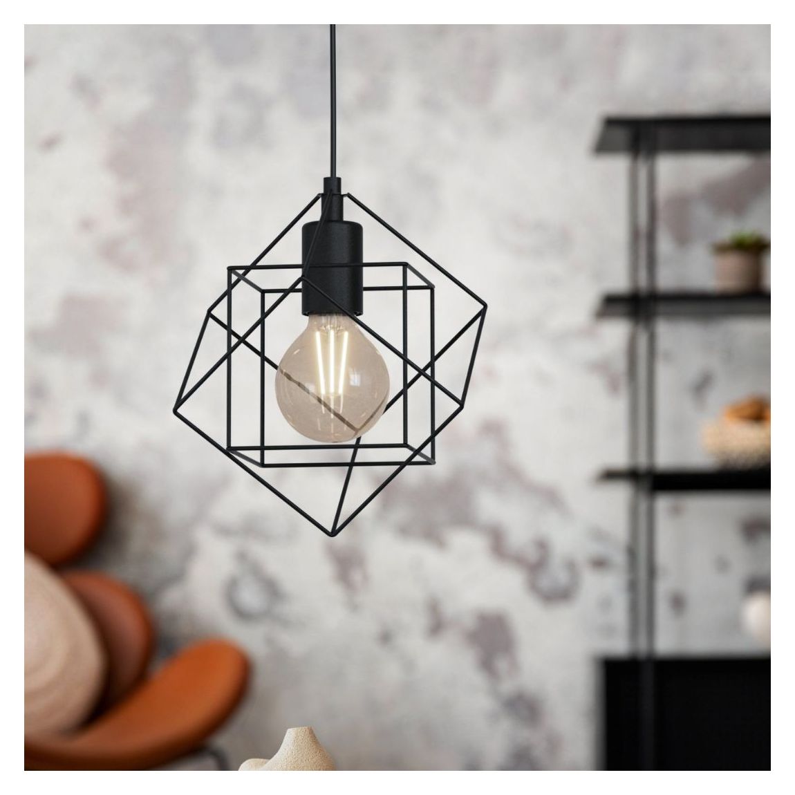 Helix 1 Light Black Pendant Ceiling Light main product photo
