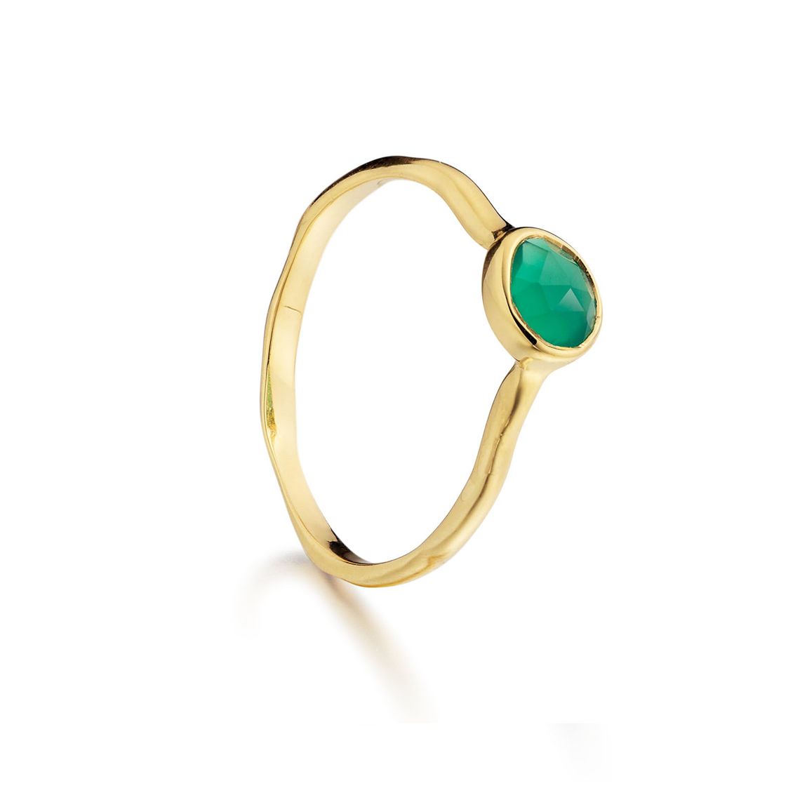 Gold Vermeil Siren Gemstone Small Ring - Green Onyx main product photo