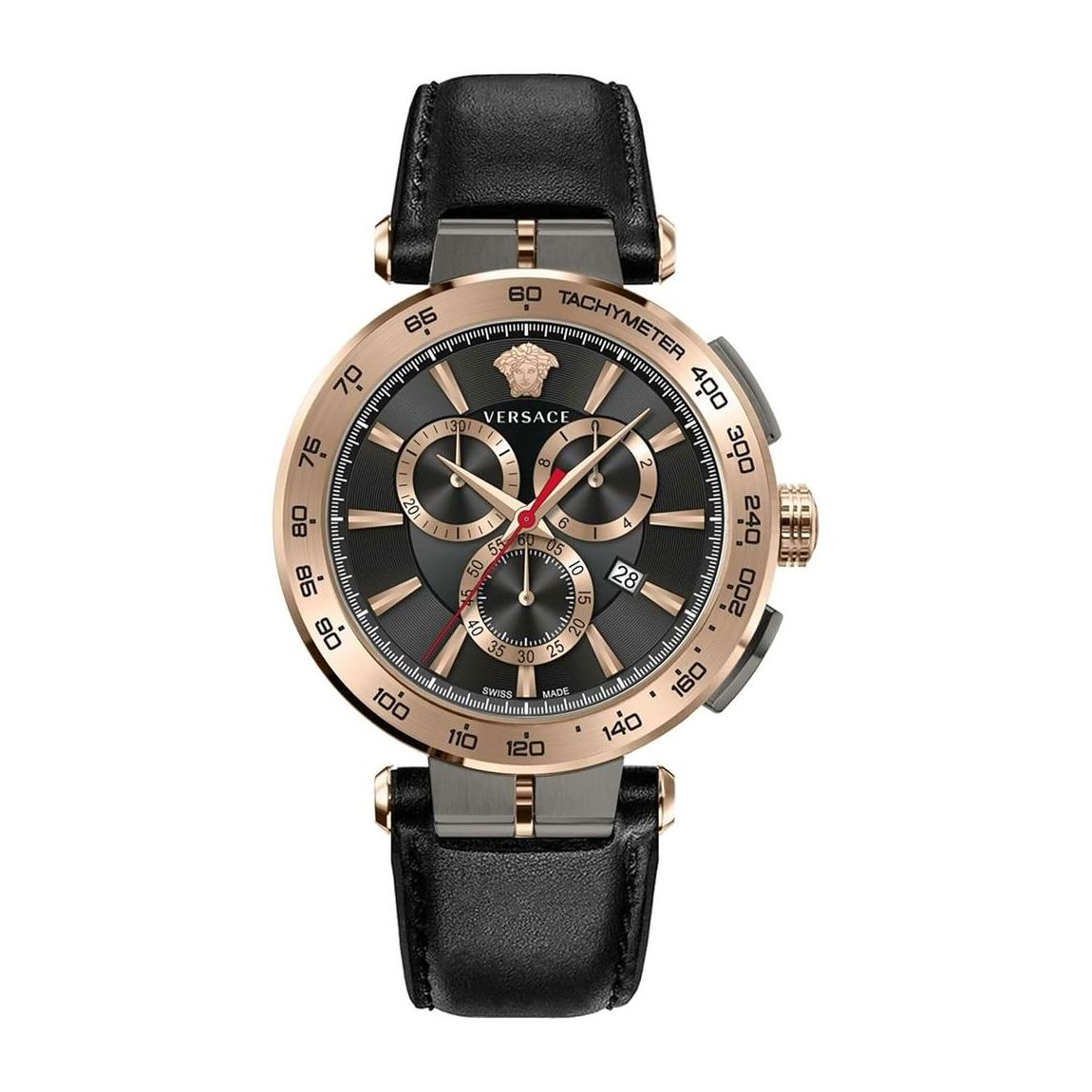 Stainless Steel Chronograph Quartz Watch with Leather Strap - main product photo