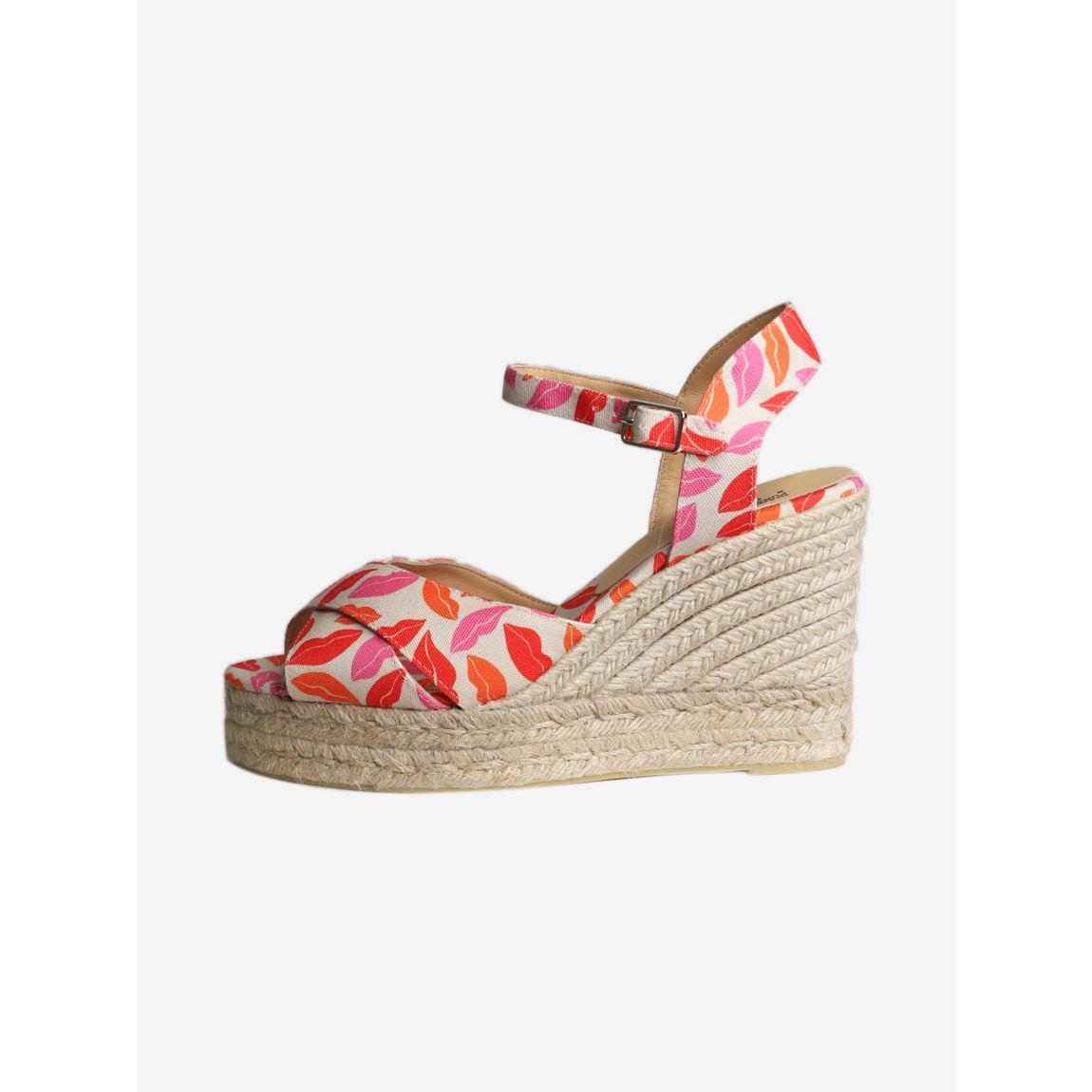 Neutral espadrille wedge sandal heels main product photo