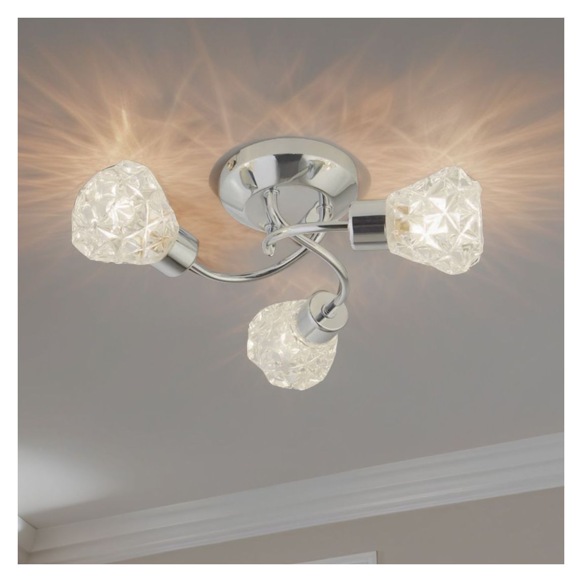 Dodo 3 Light Polished Chrome Flush Ceiling Light main product photo