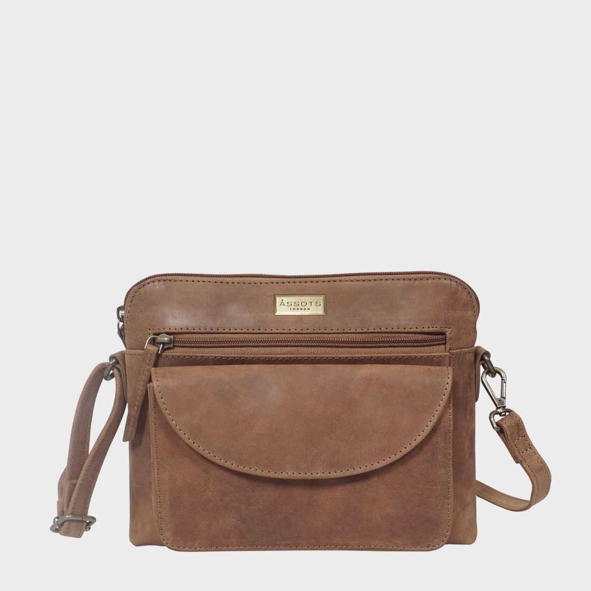 'JEAN' Distressed Vintage Real Leather Crossbody Bag main product photo