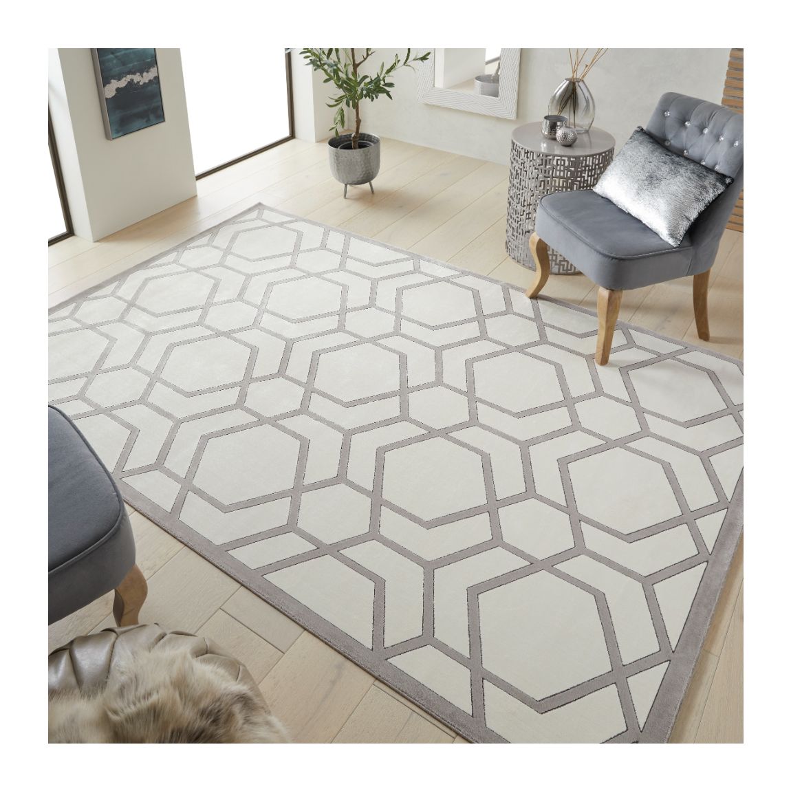 Lugano - Ivory Light Grey - 180cm x 120cm main product photo