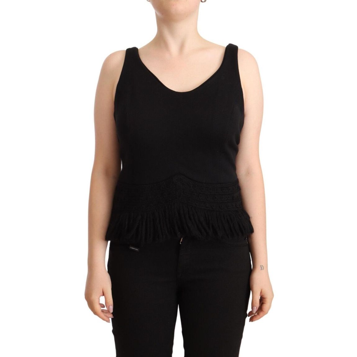 Ermanno Scervino Sleeveless Knit Top Wo - Black T-Shirts main product photo