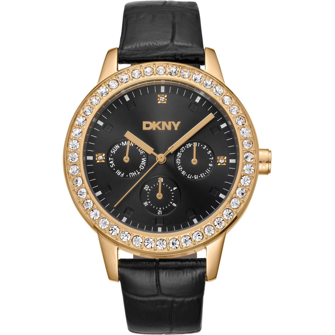 CrystalAccented Leather Watch Wo - Black Watches main product photo