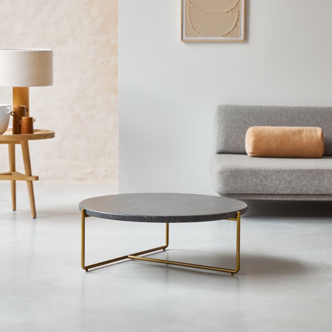 Anatole - Grey terrazzo and metal coffee table main product photo
