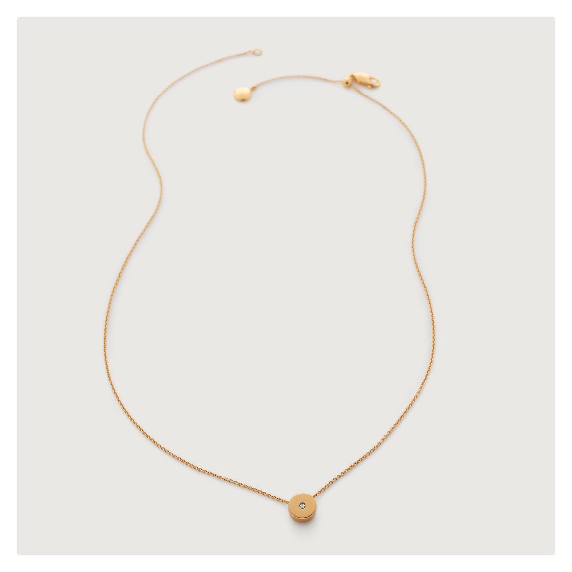 Gold Vermeil Linear Solo Diamond Necklace Adjustable 46cm/18' - Diamond main product photo