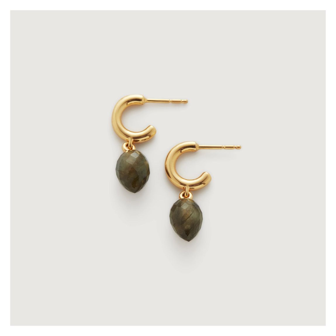 Gold Vermeil Fiji Bud Huggie Earrings - Labradorite main product photo