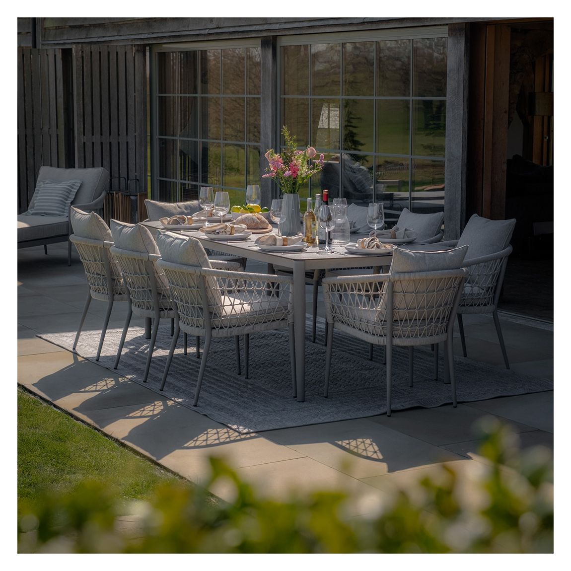 Monaco 8 Seat Rectangular Dining Set - Cool Linen main product photo