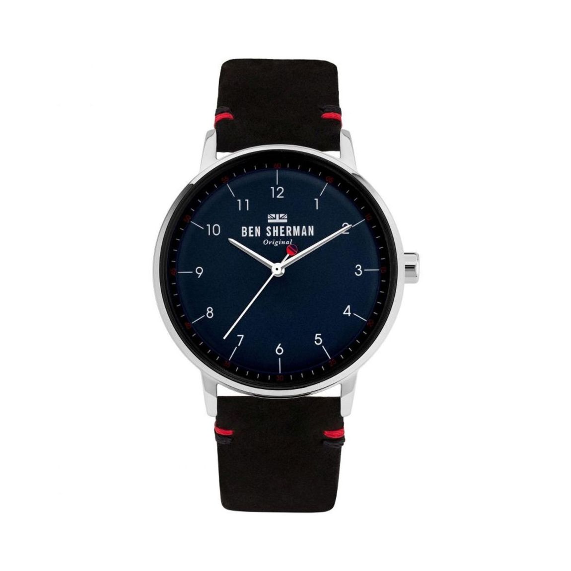 Classic Round Face Timepiece with Genuine Leather Strap - Black main product photo