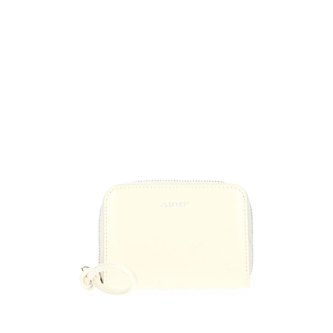 Leather Wallet with Front Logo and Zip Closure Wo - Beige main product photo