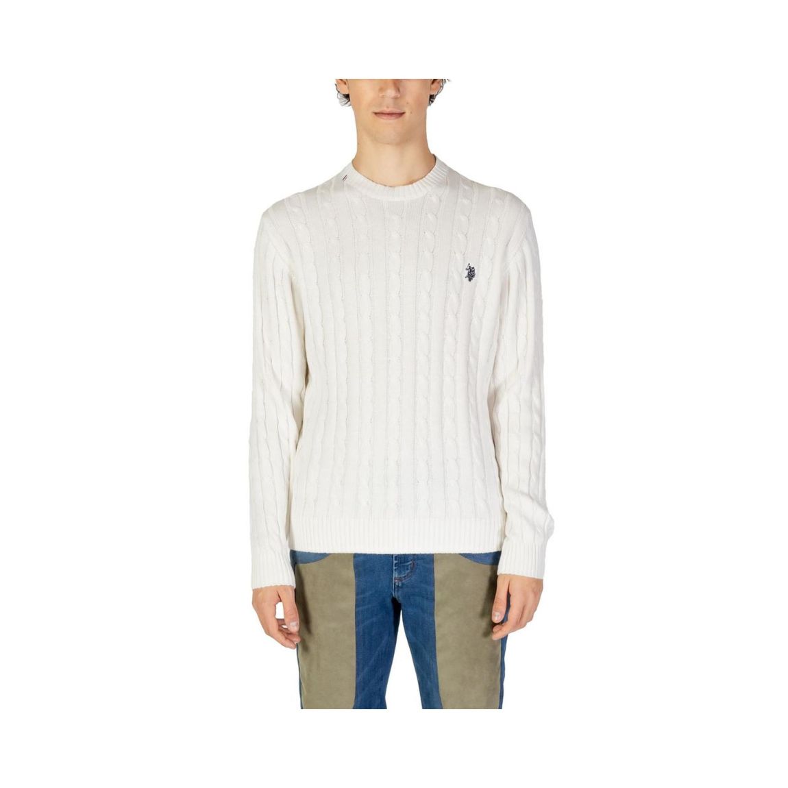 Cable Knit Sweater Classic Fit - White main product photo