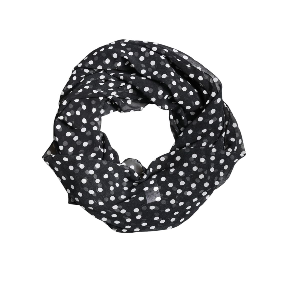 Polka Dot Silk Scarf Wo - Black Scarves main product photo