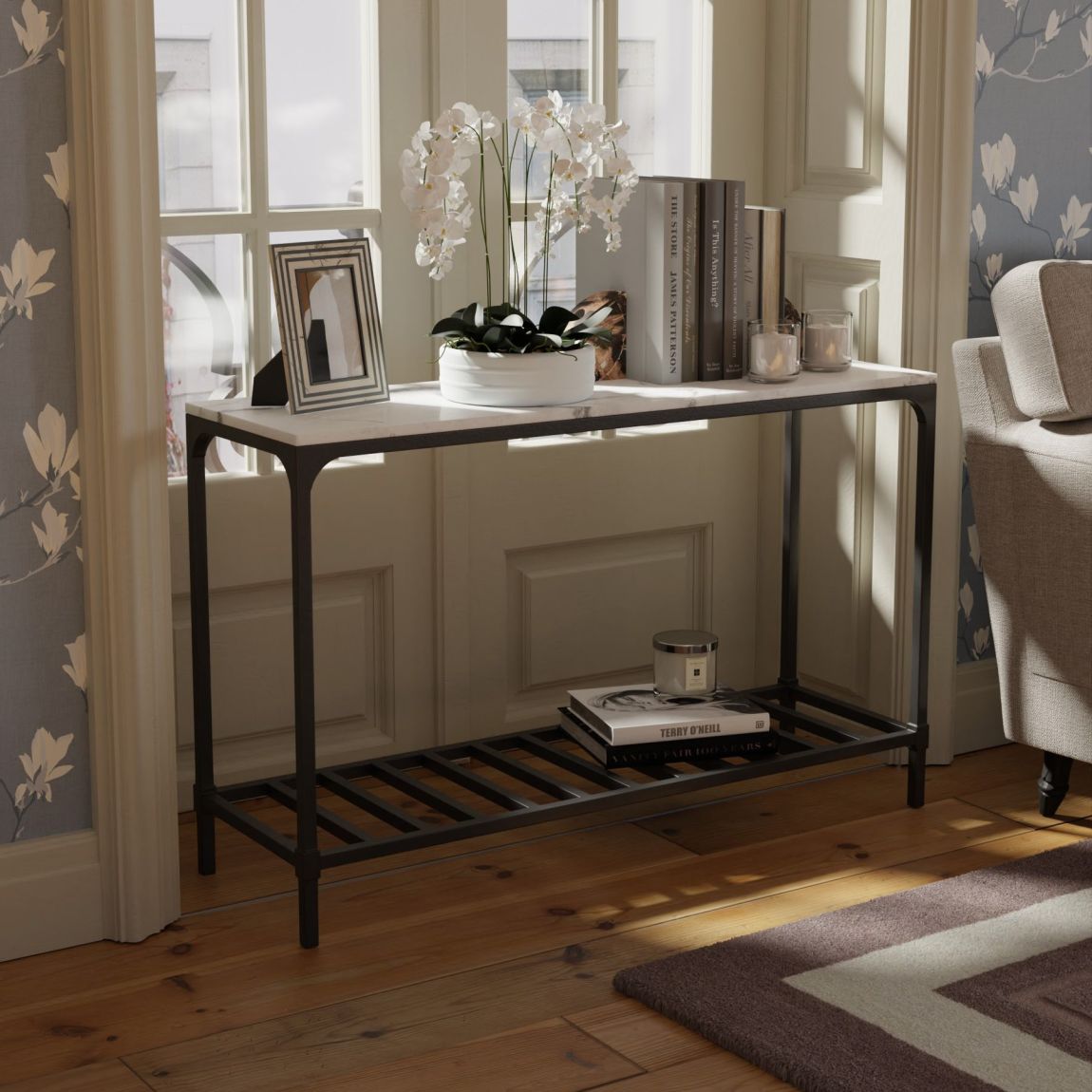 Brynford White Marble Console Table main product photo