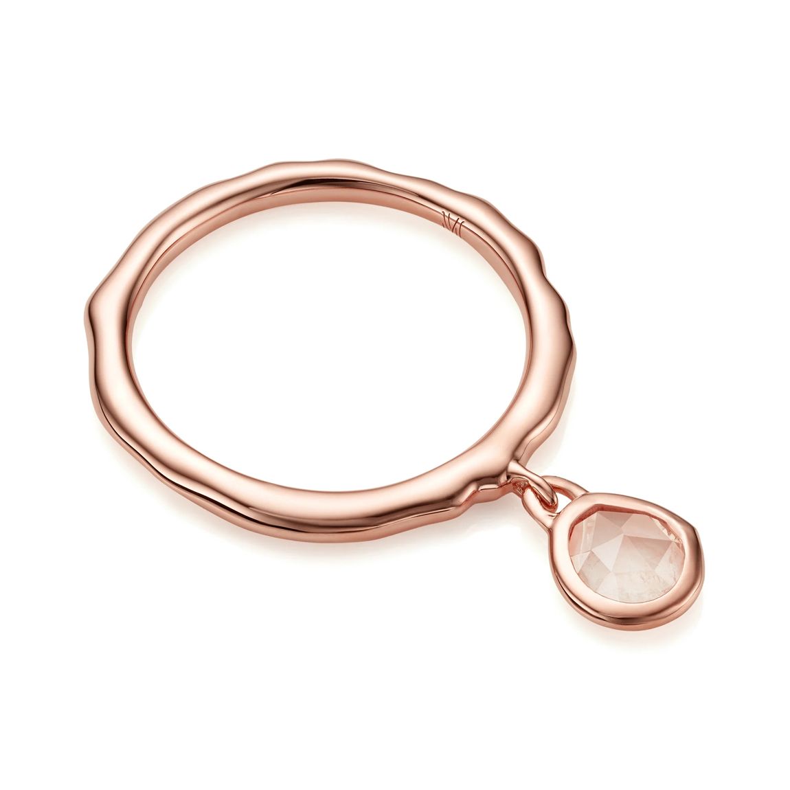 Rose Gold Vermeil Siren Charm Ring - Rose Quartz main product photo