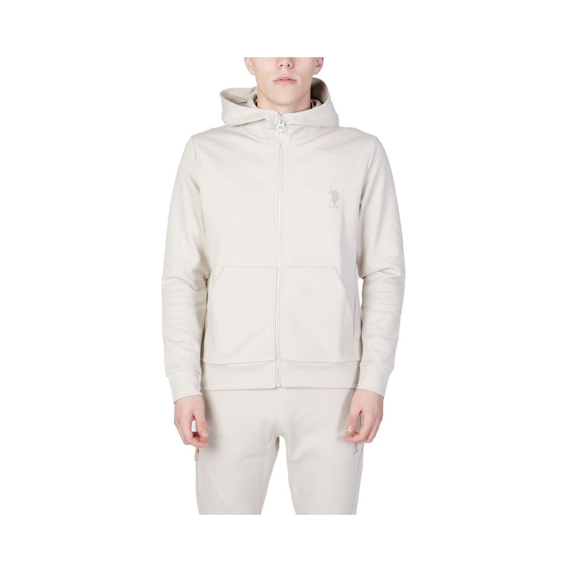 ZipUp Hoodie Knit Style - Beige Sweaters main product photo