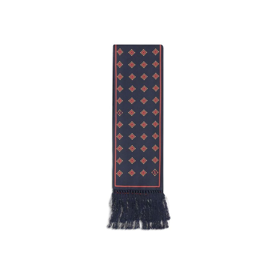 Geometric Pattern Fringed Scarf - Blue Scarves main product photo