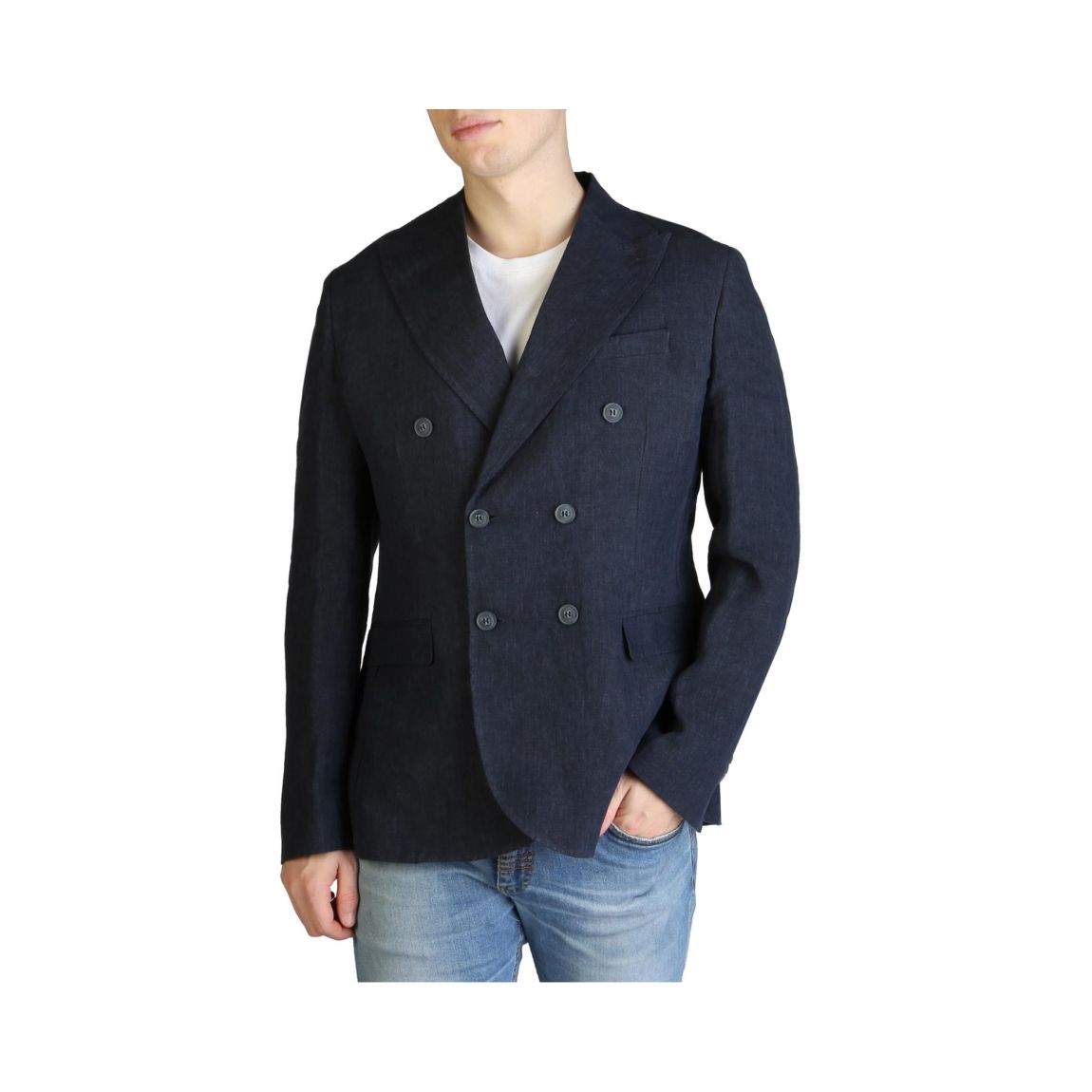 Classic Fit Double Breasted Blazer - Blue Blazers main product photo