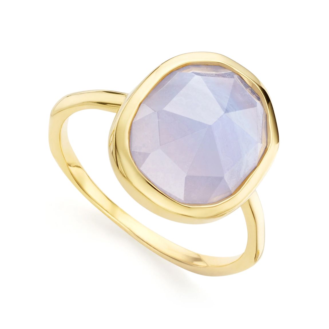 Gold Vermeil Siren Gemstone Medium Ring - Blue Lace Agate main product photo