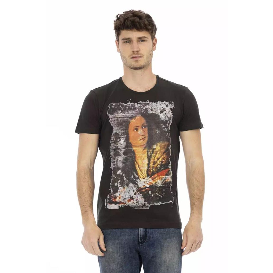 Vintage Art Print TShirt Short Sleeve Crew Neck - Black T-Shirts main product photo